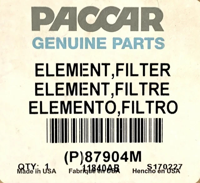 87904M GENUINE PACCAR/FLEETGUARD Element, Filter Power Steering Oem