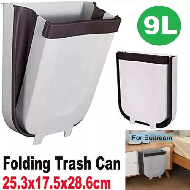 Wall Mounted Foldable Waste Bin Kitchen Cabinet Door Cupboard Hanging Trash Can