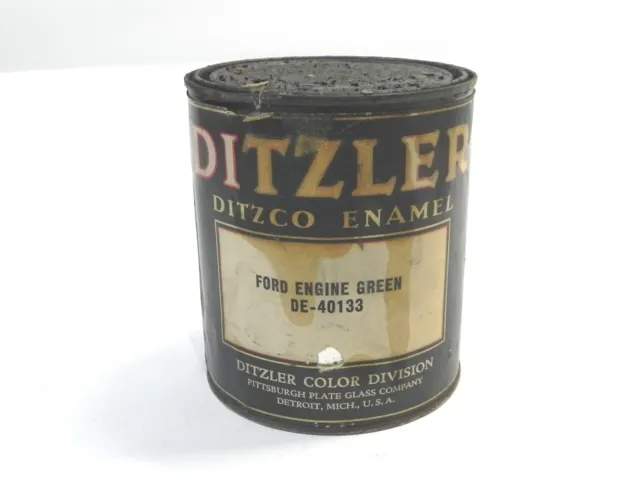 Vintage Ditzler Ditzco Enamel Ford Engine Green 1/4 Gallon Empty Pre-Owned