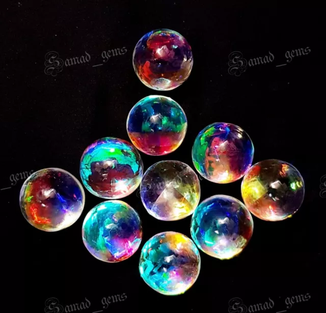 Multi Color Fire Pair Balls Shape beautiful Gemstone Cabochon Mystic Quartz