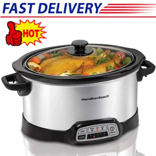 PORTABLE PROGRAMMABLE SLOW Cooker Crock Pot 6 qt Oval Crockpot
