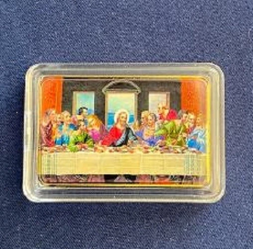 COLORIZED JESUS CRUCIFIXION Last Supper Commemorative Coin Gold Plated