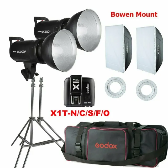 600W 2X Godox SK300II 300W 2.4G Studio Flash Strobe Light +Trigger+Bag F Wedding