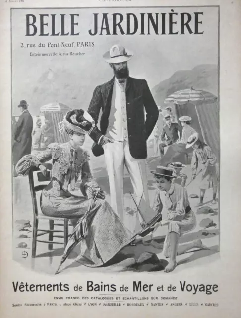 Publicité De Presse 1903 Belle Jardinière Vêtements De Bains De Mer Et Voyage