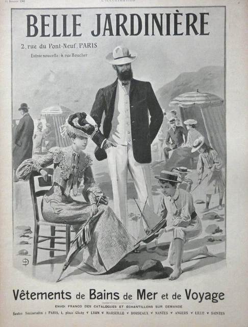 Publicité De Presse 1903 Belle Jardinière Vêtements De Bains De Mer Et Voyage