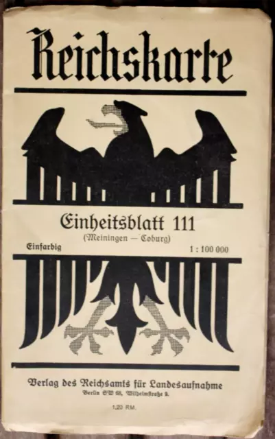 35480 Reichskarte Mapa de País Einheitsblatt 111 Meinungen Ilmenau Coburg 1936