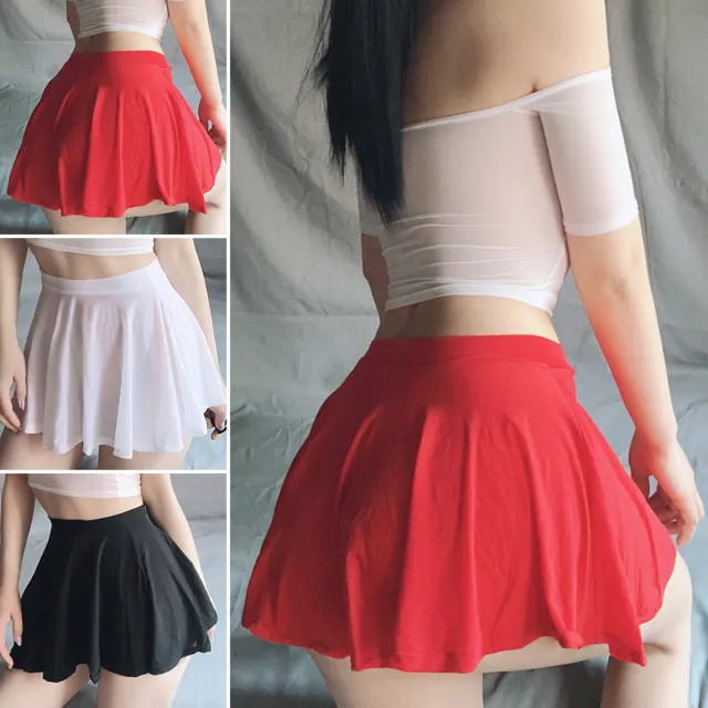 WOMEN MICRO MINI Skirt Sexy Sheer See Through Skirts A-Line Pleated ...