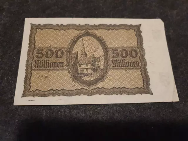 GELDSCHEIN 500 Millionen Mark 1923 Stadt Mühlheim an der Ruhr 2