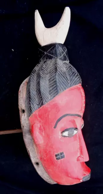 african tribal art fine   face mask  Baule 34 cm wood vintage