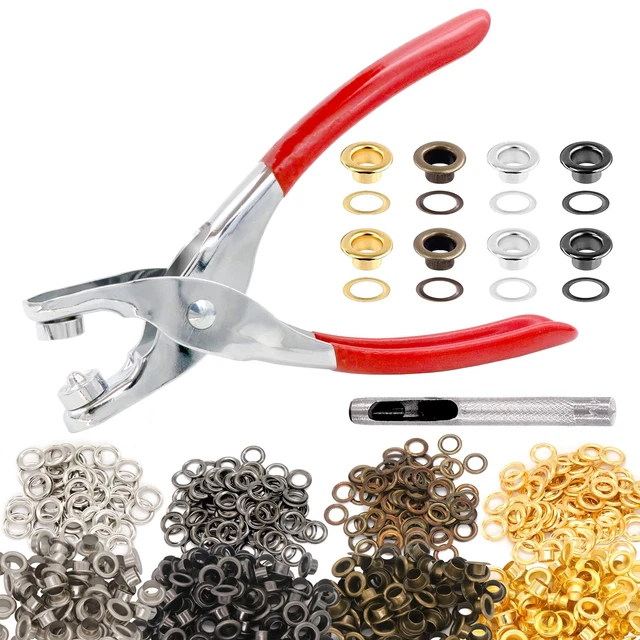Grommet Eyelet Pliers Kit 1/4 Inch 6mm with Eyelet Hole Punch and 400 Metal E...