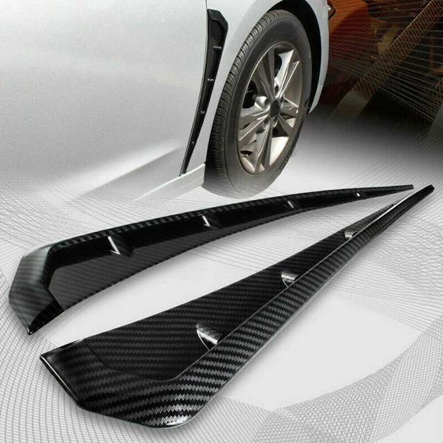 2pcs Carbon Fiber Car Side Fender Vent Air Wing Cover Trim Universal Fit 2