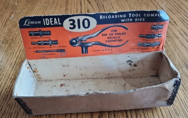 Herramienta de recarga Lyman Ideal 310 con troqueles en caja original.