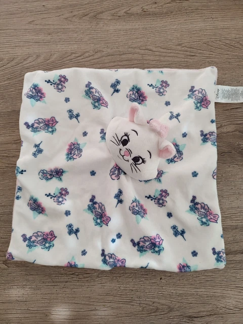Doudou Plat Chat Marie Aristochats Blanc Rose Fleurs Disney Primark Baby