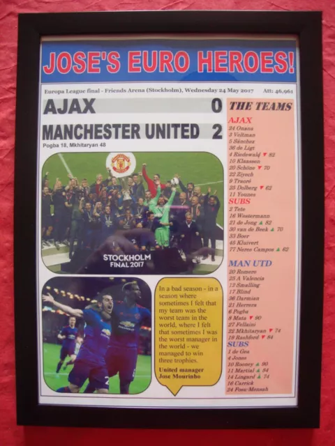 Ajax 0 Manchester United 2 - 2017 Europa League final - framed print