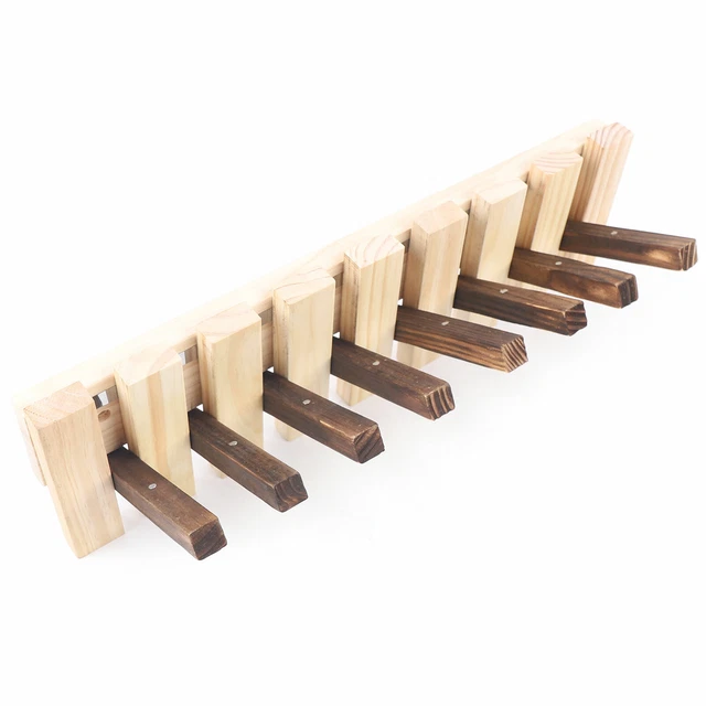 8 Hooks Wall Mounted Bag Towel Rack Hanger Holder Coat Hat Clothes Rack Wooden