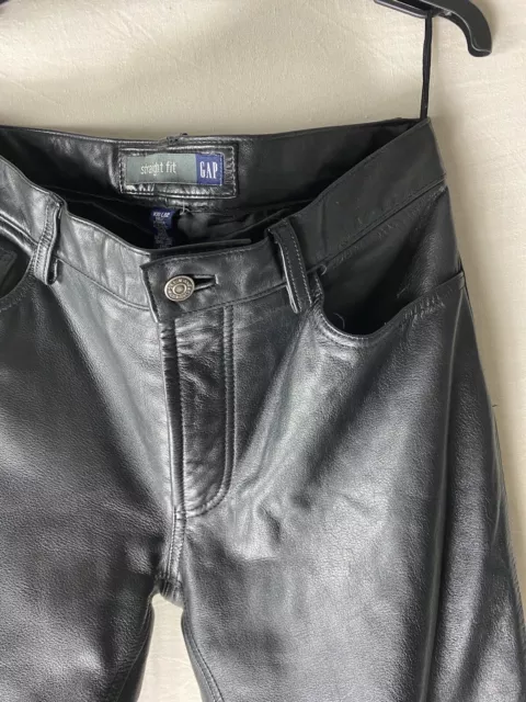 GAP leather straight fit trousers black W30 L32 2