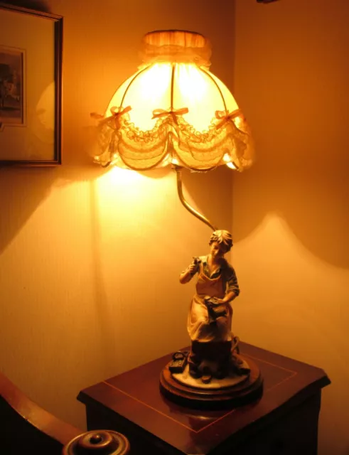 Original Vintage Capodimonte "The Cobbler" Porcelain Table Lamp Base - Rare Item