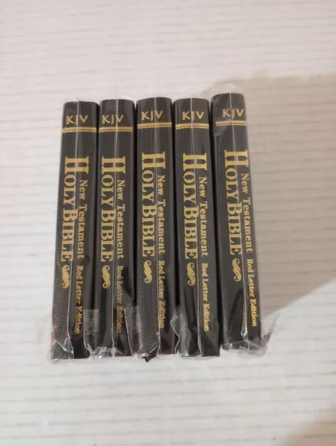 Lot Of 5 New Testament Holy Bible Red Letter Edition KJV Pocket 4.5"X3" Black 2