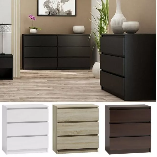 Cassettiera Comò credenza comodino legno con 3 cassetti in 5 colori