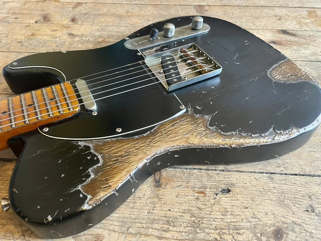 Telecaster Black aged Heavy Relic Vintage Style Great Player checked paint 4