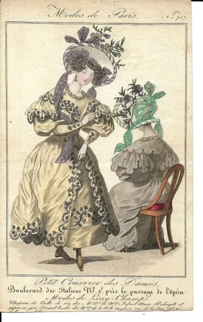 Petit Courrier Des Dames   Modes De Paris   Regency Fashion Plate  1830  717