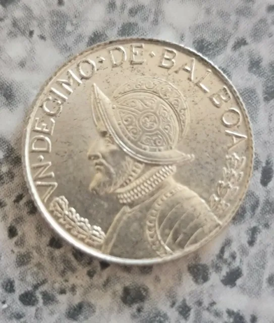 1962 Panama 1/10 Balboa Coin GEM BU  .900 Silver  High Grade   ASW .0723  D433