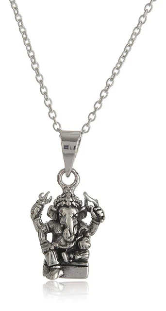 Traditionelles 925 Pure Sterlingsilber Lord Ganesh Idol Pendel Kette Für Unisex