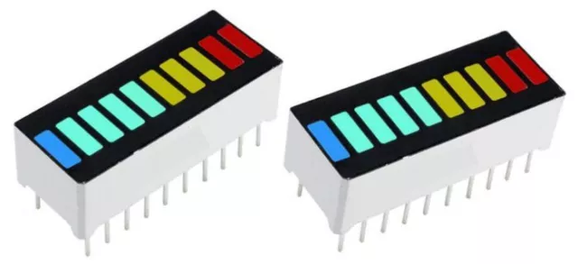 2 x 10 Segment LED Multicolour Bargraph LED Light Display Red Yellow Green Blue