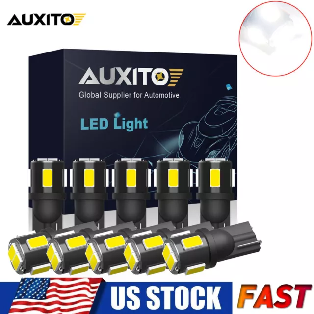 10X AUXITO T10 LED License Plate Light Car Interior Bulbs White 168 2825 194 W5W