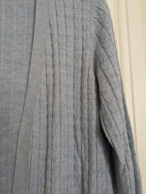 Ladies Blue Cable Edge To Edge Cardigan Size 16