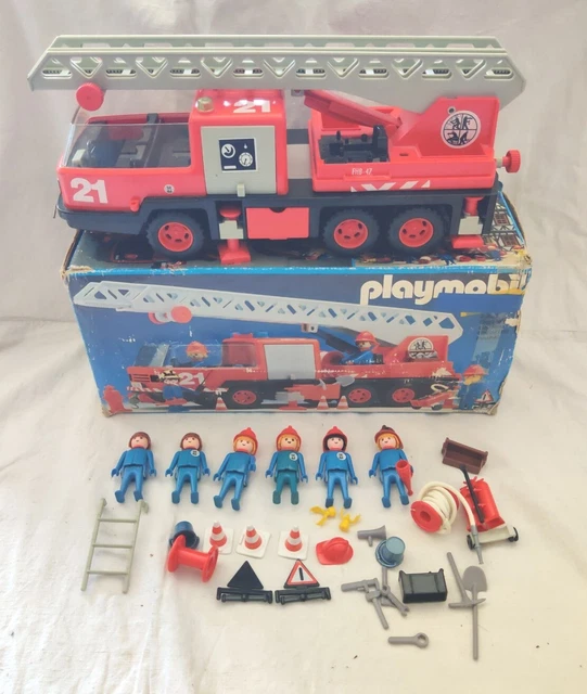 PLAYMOBIL Pompier Camion Grande Echelle 3781 - Vigile Del Fuoco Usato