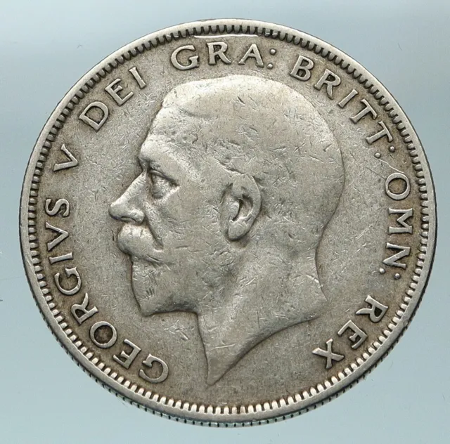 1933 Great Britain United Kingdom UK King GEORGE V Silver Half Crown Coin i84470