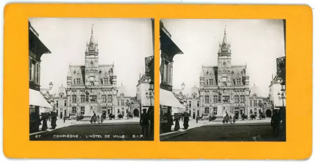 Stereo, France, Compiègne, Hôtel de Ville, circa 1900 Vintage stereo card -  T