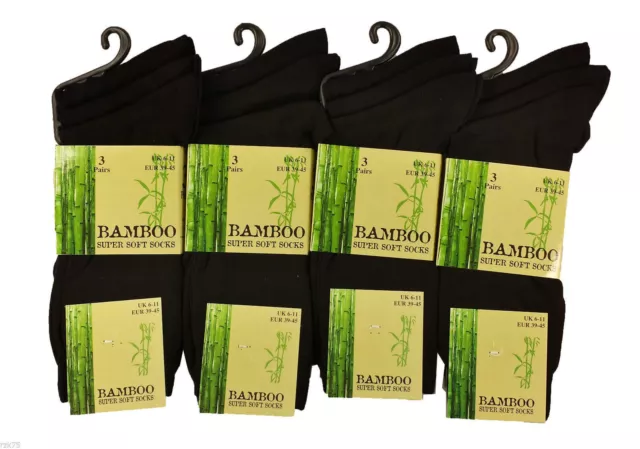 MultiPack Men's Black Luxury Bamboo Super Soft Anti Bacterial Socks A Lot:) 6 11