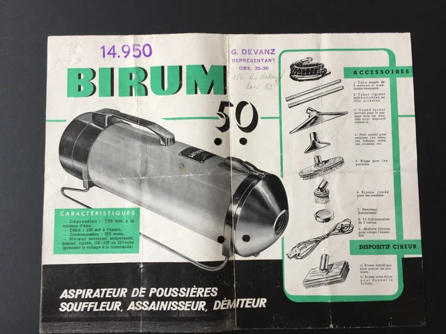 Aspirateur Vintage Birum 1954 Complet Et Fonctionnel