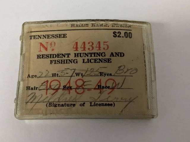 Permis De Chasse/pêche Papier Tennessee 1946 - N°241 - Vintage USA