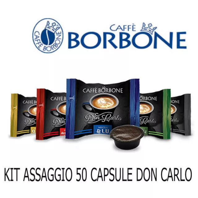 Kit 50 Capsules borbone Bleu Or Rouge Noir Dek Compatible don carlo SC0