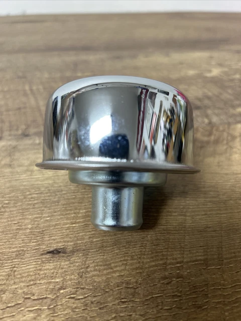 MotorNets Chrome Push-In Valve Cover Oil Breather Cap – Flame Red Fire – 1.25” – Chevy Ford Hot Rod