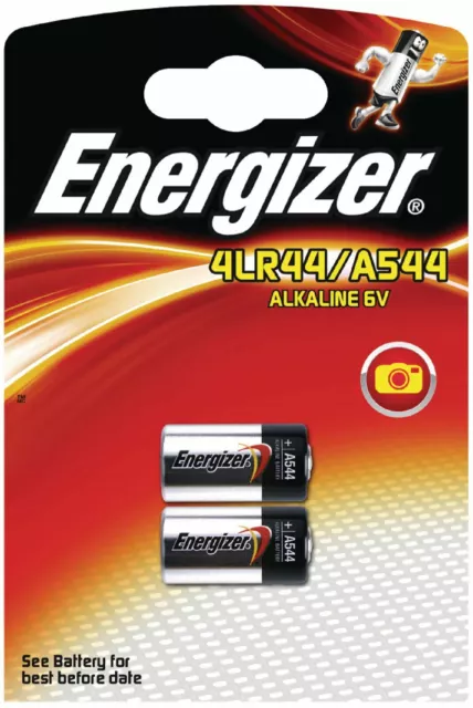 2x Energizer Alkaline Battery 4LR44 4NZ13, 4SR44, 544AE, A544, A544S, E544A, G13
