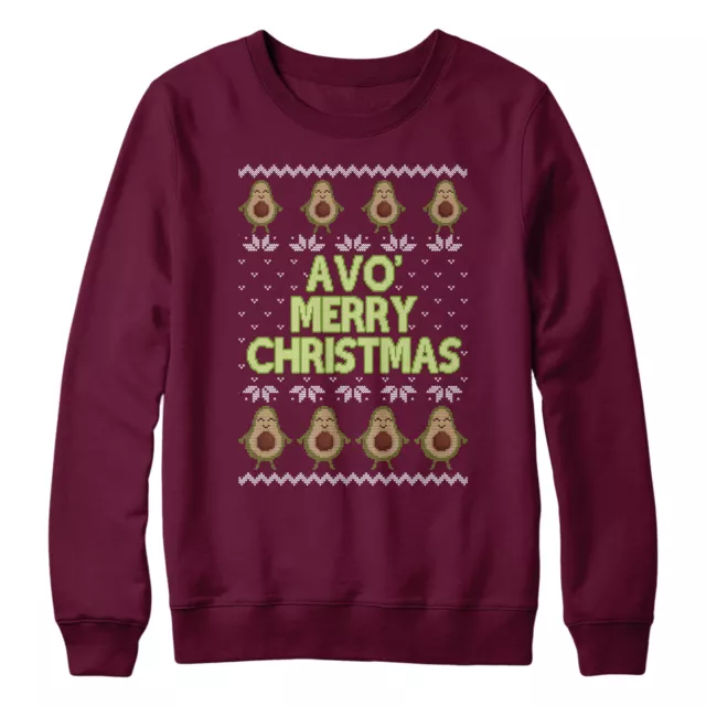 Avo Merry Christmas Sweatshirt Avocado Vegan Funny Ugly Jumper Day Lady Men L371