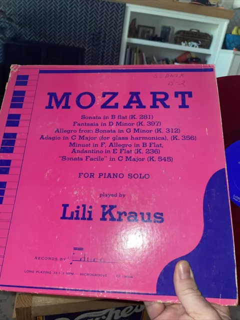 Lili Kraus / Mozart Piano Solos LP Vinyl Album EP-3004 1953 Rare HTF RED Wax