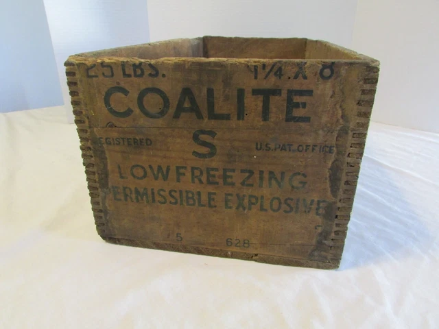 Vintage Wooden Dangerous High Explosives Crate Atlas Powder Dynamite Wood Box 4