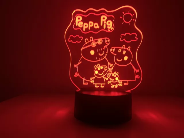 PEPPA PIG Family 3D Acrylic LED 7 Colour Night Light Table Lamp Birthday Gift