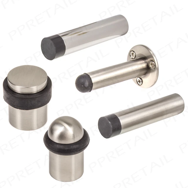 CHROME Door Stops Brushed/Polished SMALL/LARGE Bumper/Buffer/Stooper/Wall/Floor