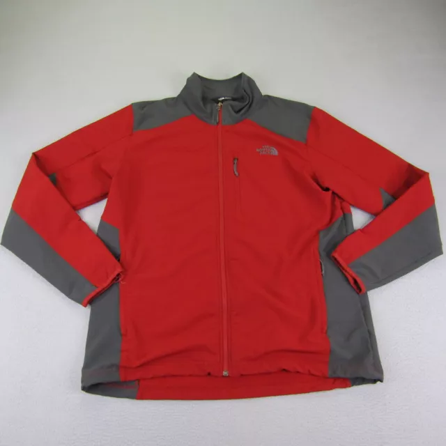 North Face Jacket Mens Extra Large Red Gray Windwall Softshell Full Zip Up Coat