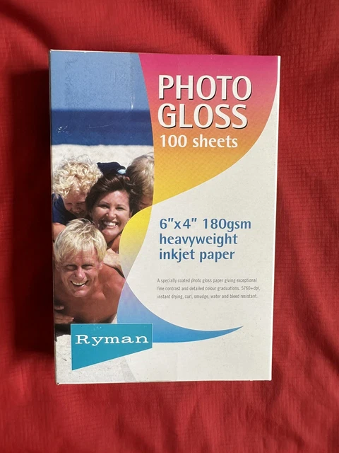 100 fogli 6x4 180 grammi carta a getto d'inchiostro lucida per foto