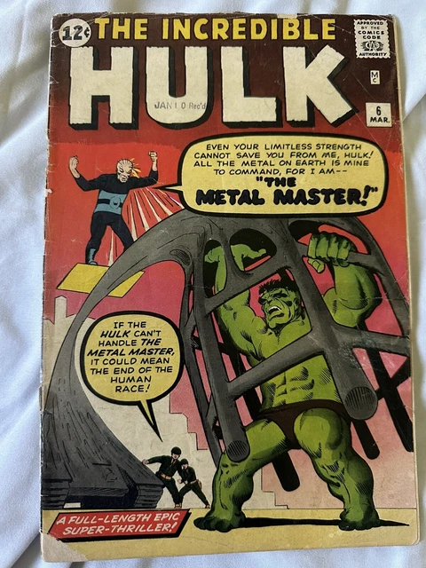 Incredible Hulk #6 CGC 3.0  Marvel Key 1st Metal Master Appearance 1963