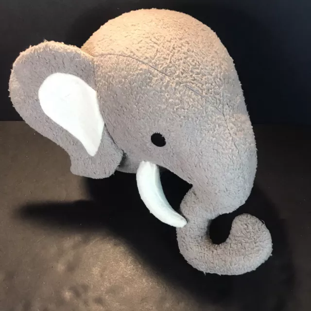 Hobby Lobby Elephant Head Plush Wall Mount 11" With Loop to Hang Gray Room Decor