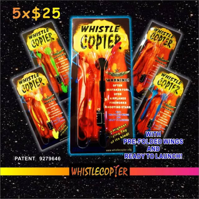 Whistle COPTER 5-pk ready for launch in clear Blister Pack for only $25 !