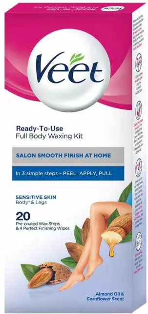 Veet Cold Easy Grip Wax Strips Sensitive Skin Vitamin E & Aloe Vera 10 x 2 Strip